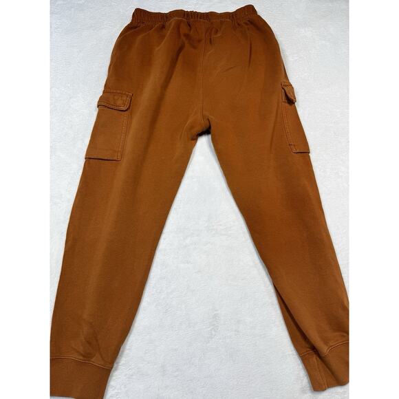 VTG Nike Fleece Cargo Joggers M Burnt Sienna Brown Midweight Sweatpants - Picture 8 of 12